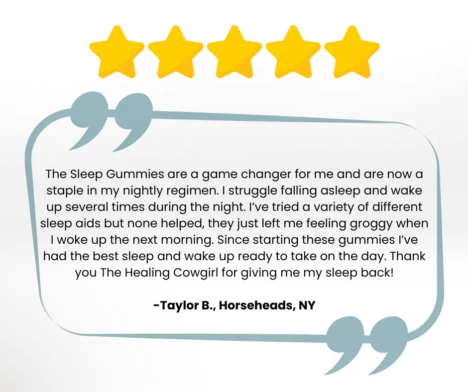 Customer testimonial from Taylor about our Sleep Gummies