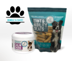 Try a Pup Package and keep your dog feeling young! GF Dog Treats & Calm Chews are a tasty reward!