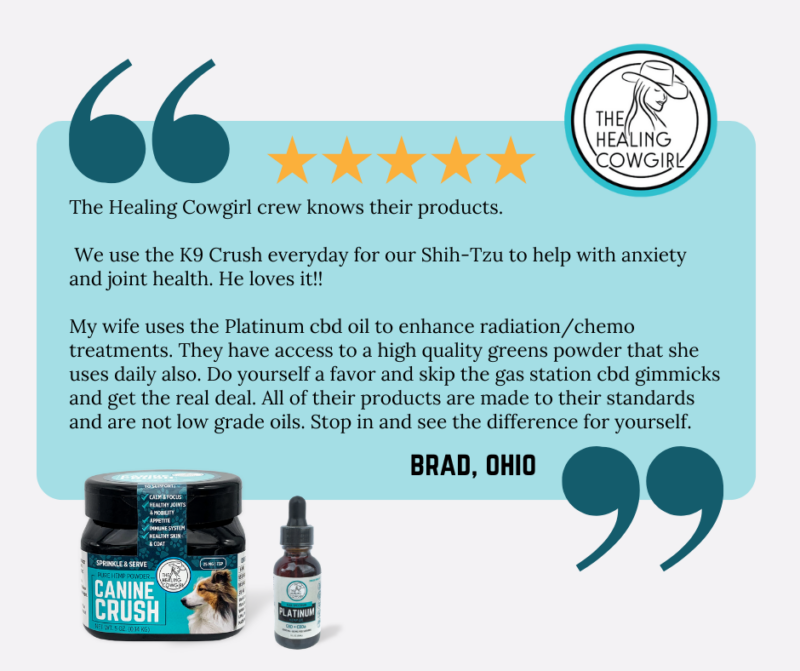 Customer Testimonial for our Canine Crush & Platinum Oils