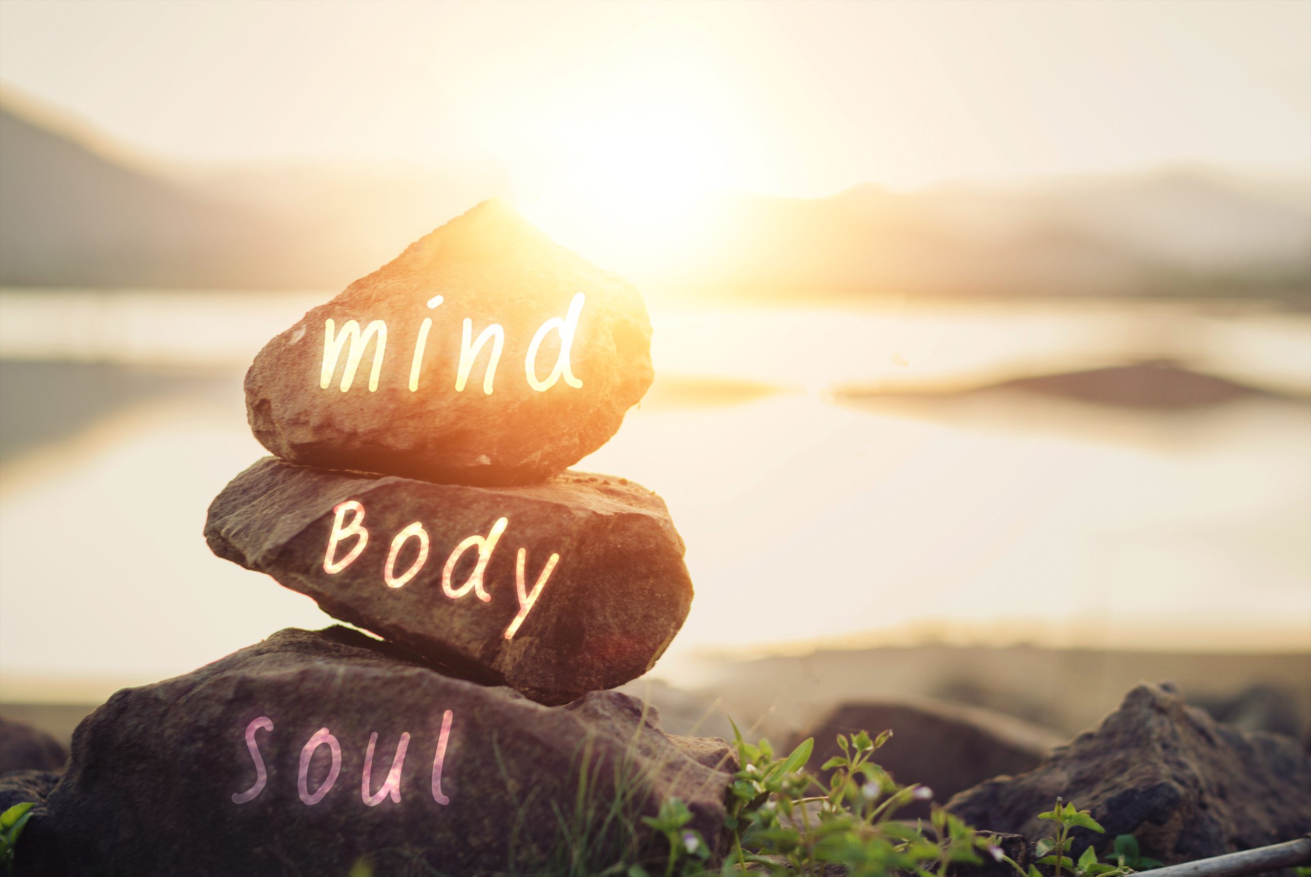 Holistic health concept of zen stones / Concept body, mind, soul, spirit